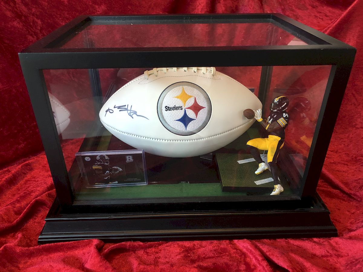 Antonio Brown Steelers Certified Authentic Autographed Football Shadowbox