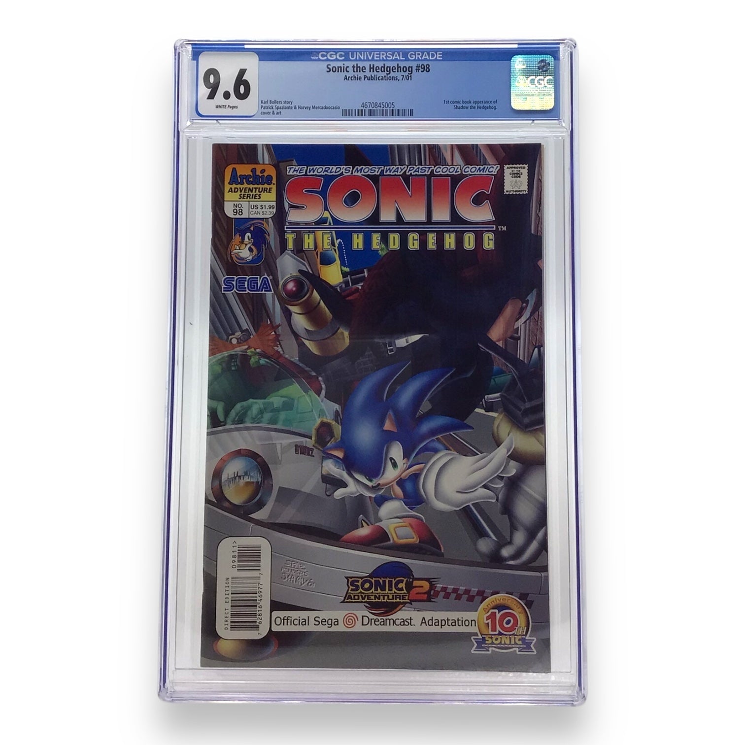 Archie Publications Sonic the Hedgehog #98, First Appearance of Shadow - CGC Graded 9.6
