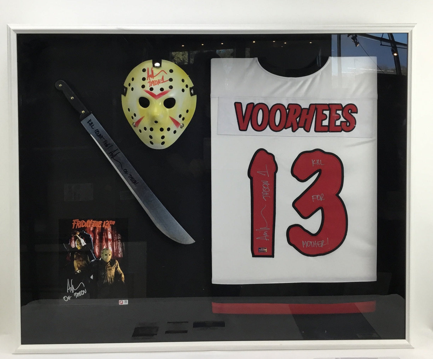 Ari Lehman Autographed Jason Friday the 13th Jersey Mask Photo & Machete Shadow Box