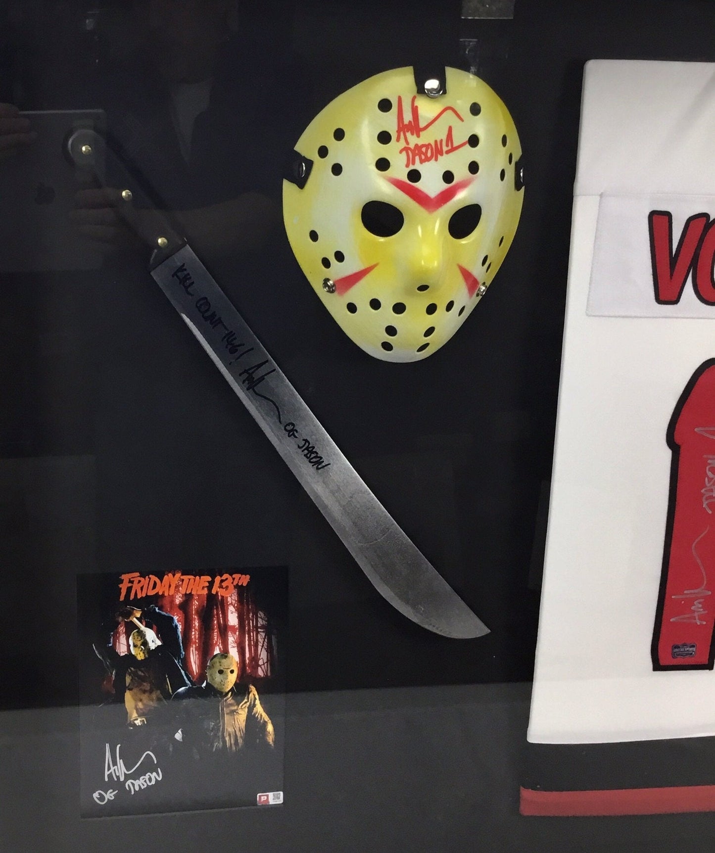 Ari Lehman Autographed Jason Friday the 13th Jersey Mask Photo & Machete Shadow Box