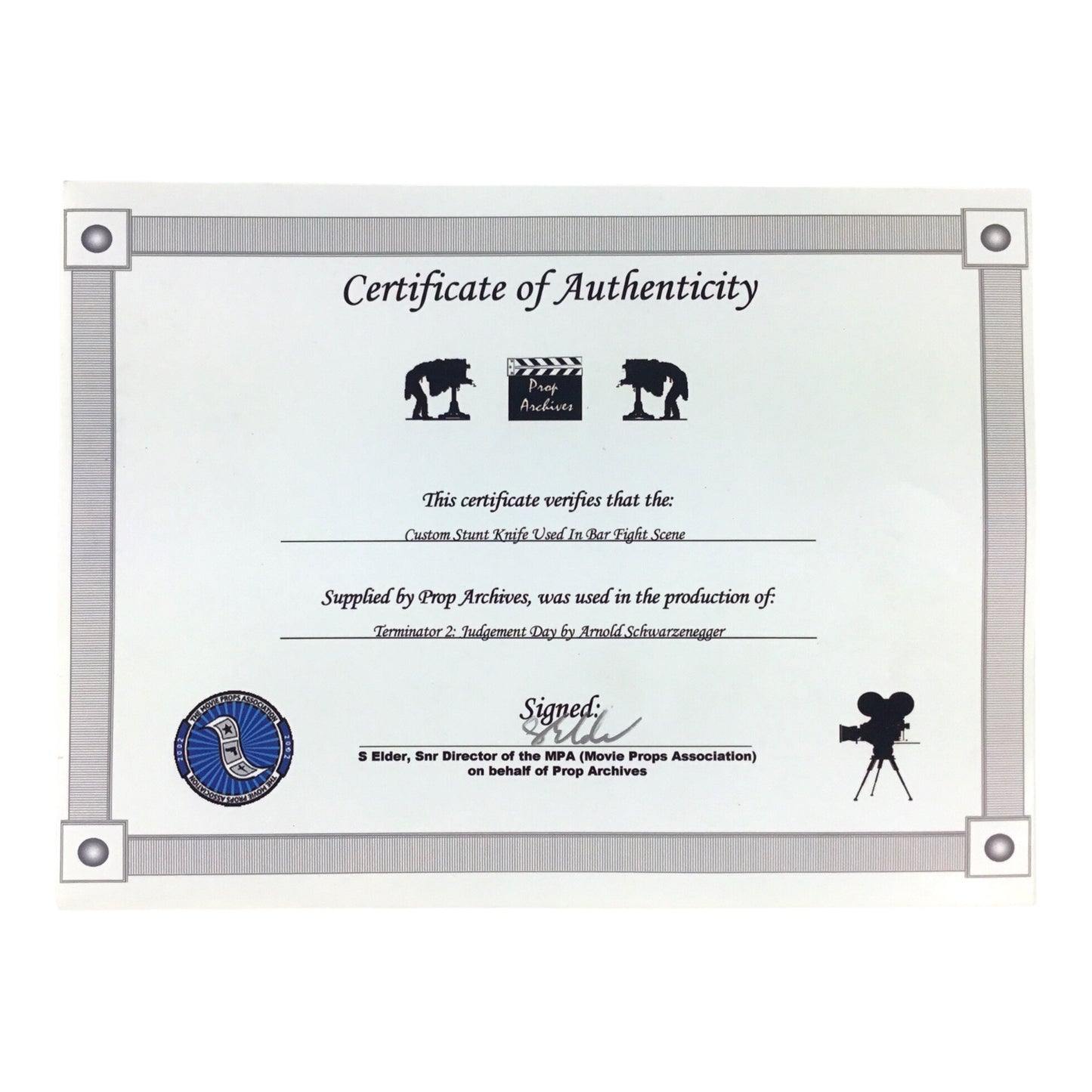 Authentic Terminator 2: Judgement Day Movie Prop Knife - Used by Schwarzenegger