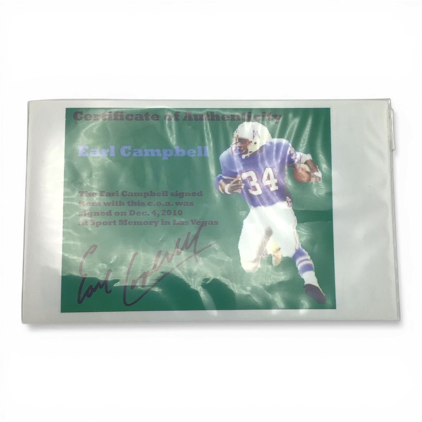 Framed Earl Campbell Signed Photo