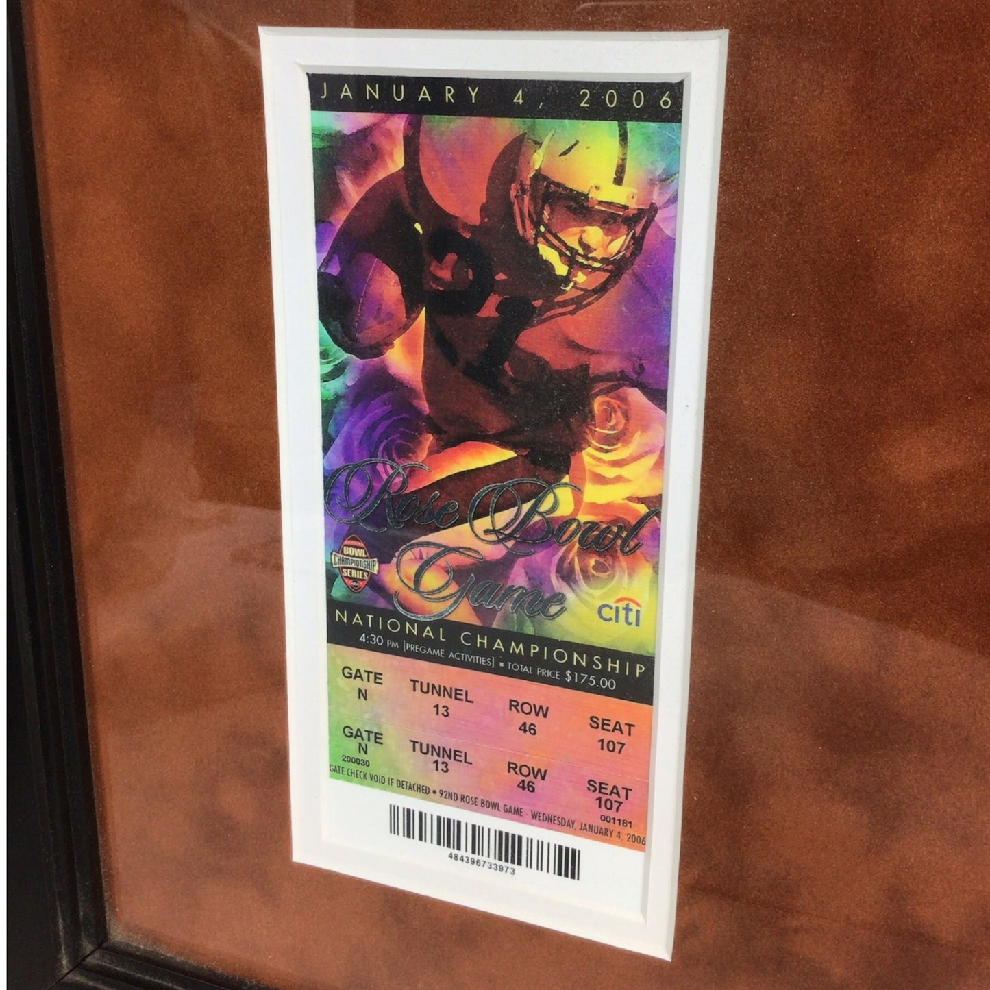 Framed Vince Young Texas Longhorns 2005 National Champions Signed Photo Display w/ Game Ticket