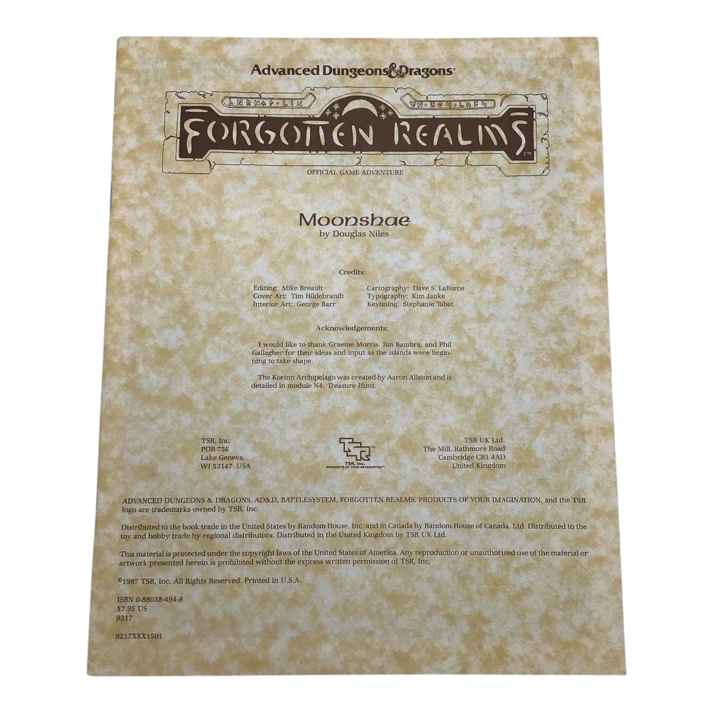 Advanced Dungeons & Dragons Forgotten Realms Moonshae FR2 #9217 1987