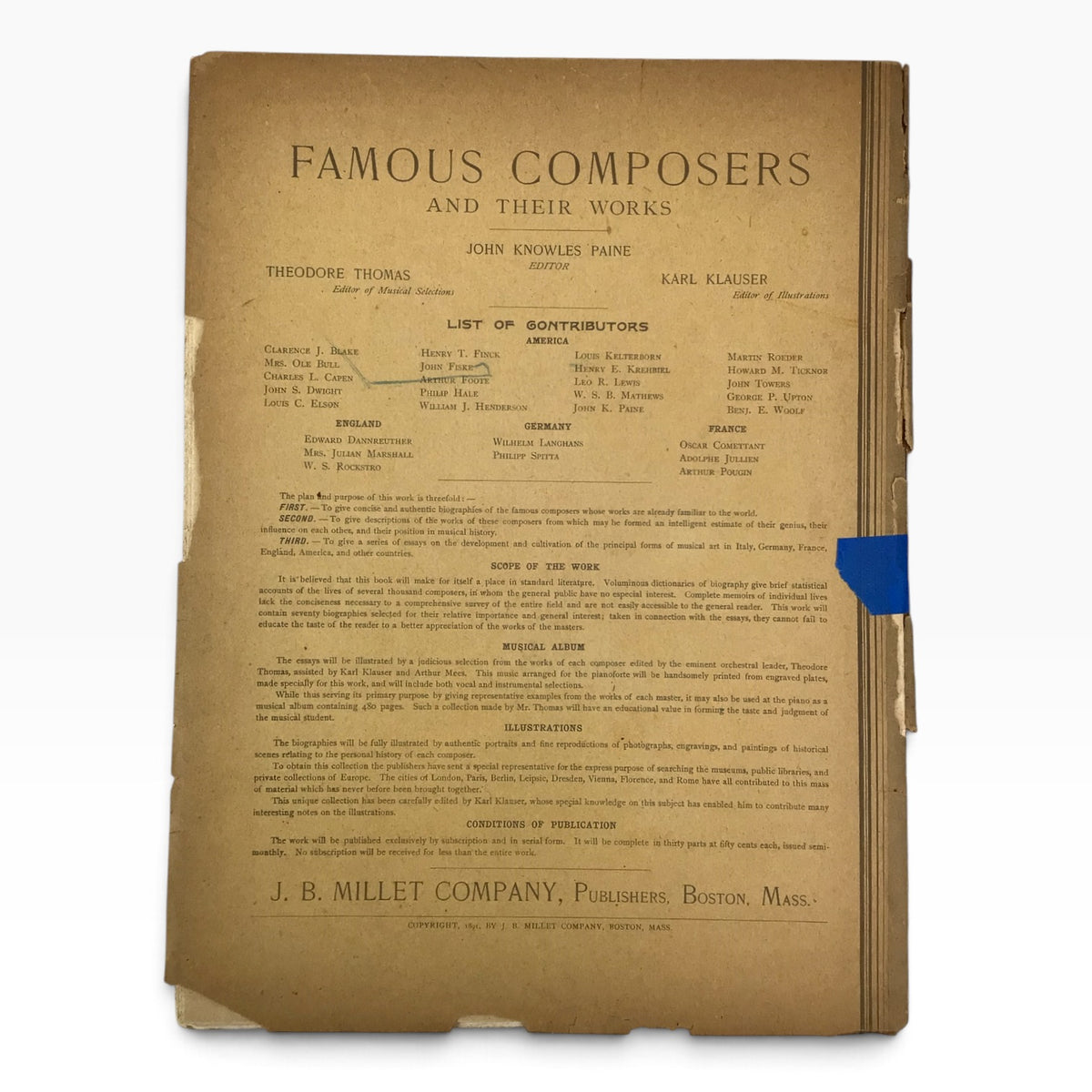 Antique 1891 Famous Composers and Their Works Part 9 – Music History & Piano Sheet Music Book