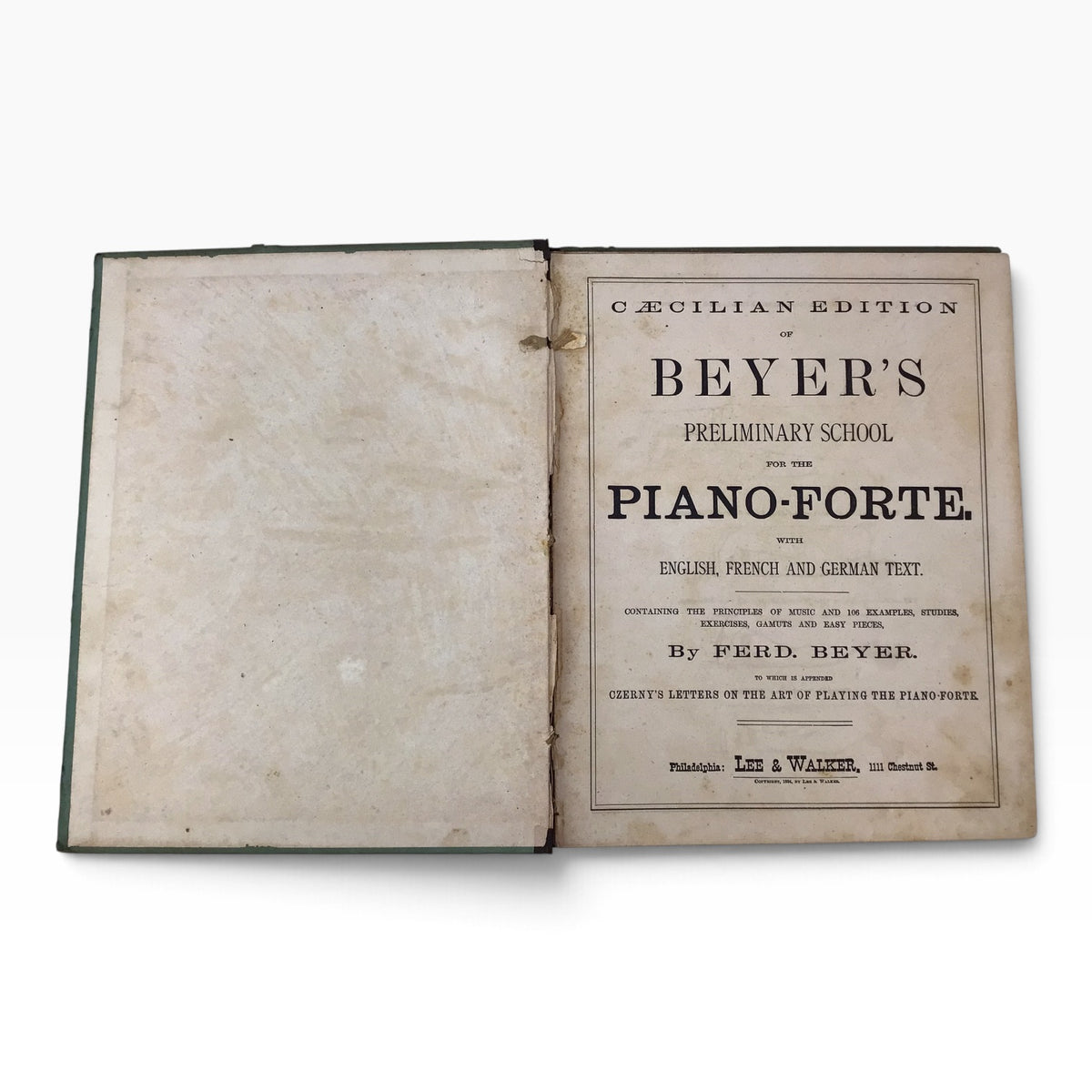 Beyer’s Preliminary School for the Pianoforte Caecilian Edition – Antique 1884 Piano Music Sheet Book