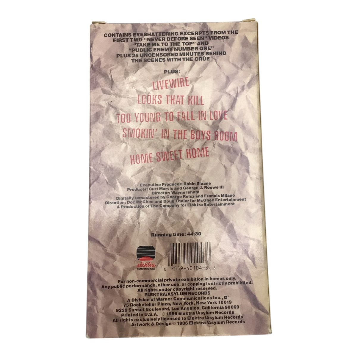 Motley Crue Uncensored VHS Tape
