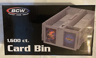 BCW 1600 Count Gray Plastic 2 Row Collectible Trading Card Bin with Hinged Lid