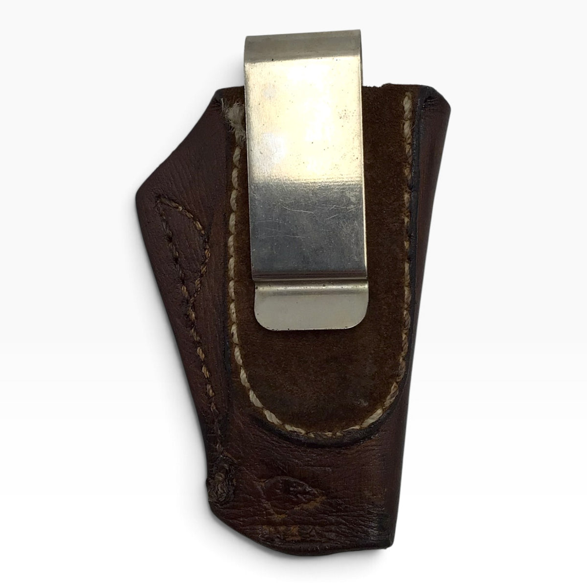 Small Vintage Brown Leather Clip Holster