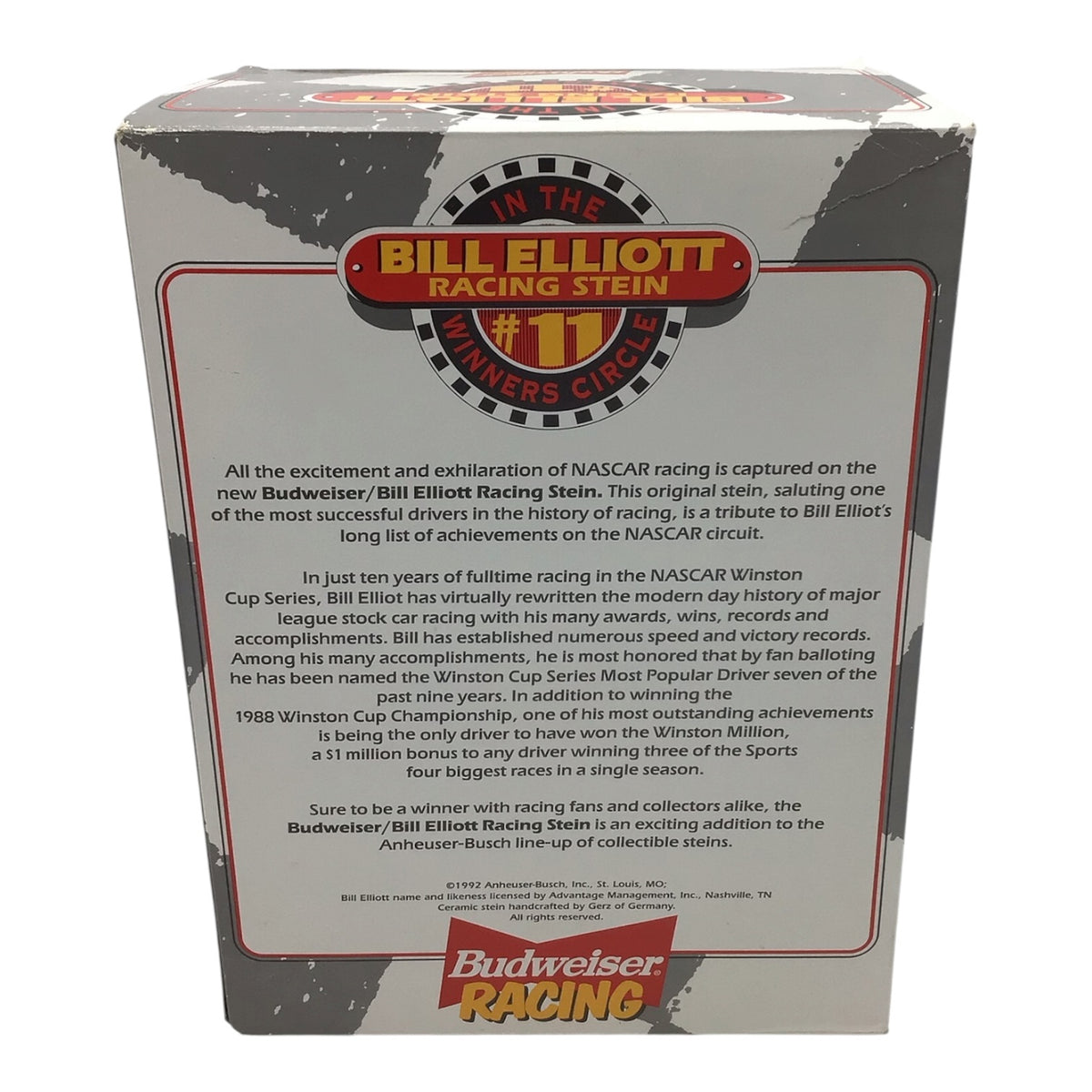 Budweiser Racing Bill Elliot #11 Racing Stein