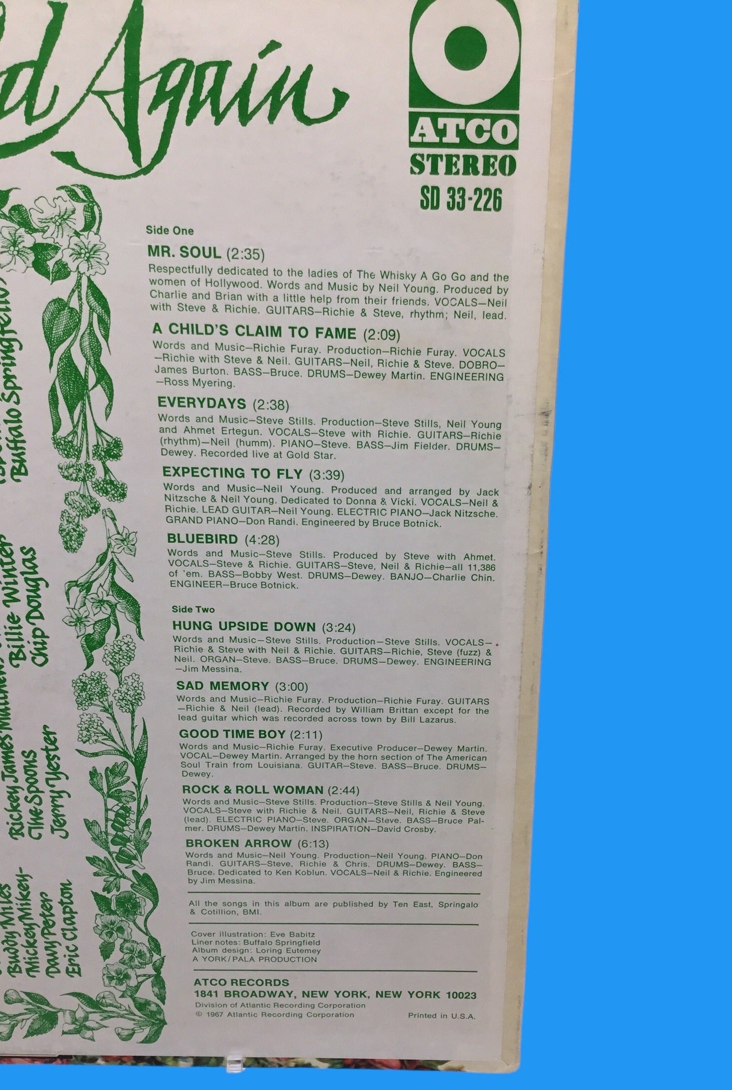 BUFFALO SPRINGFIELD AGAIN LP (1967) ORIG 1ST Stereo ATCO 33-226 TRI-TONE Label