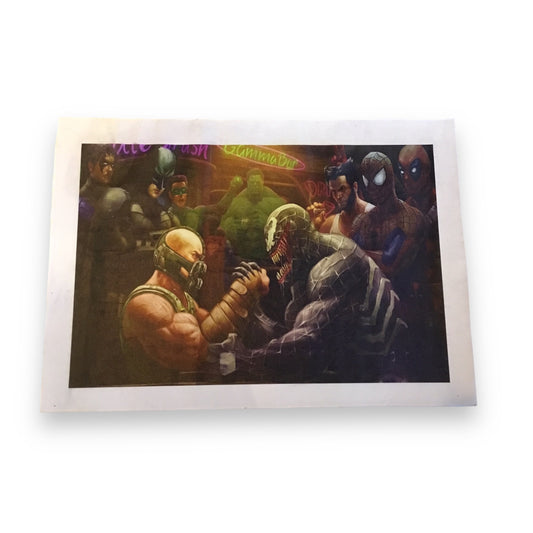 Bane Vs. Venom Arm Wrestling Print Poster
