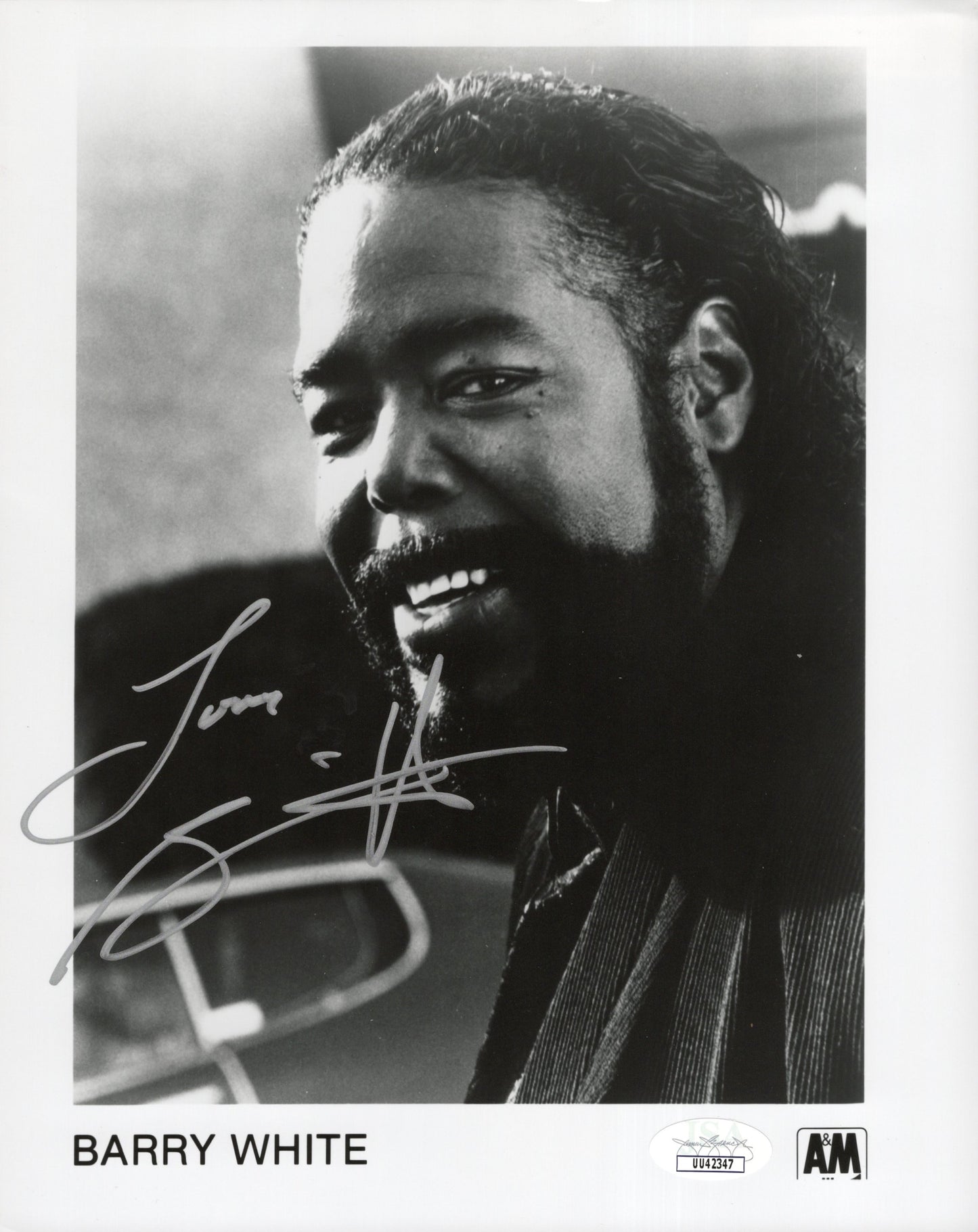 Barry White Signed 8x10 B&W A&M Promo Photo, JSA & PSA Certified Autograph