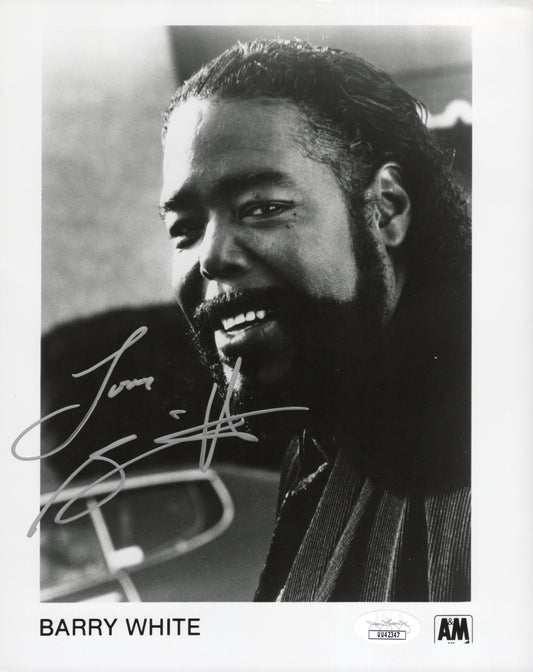 Barry White Signed 8x10 B&W A&M Promo Photo, JSA & PSA Certified Autograph
