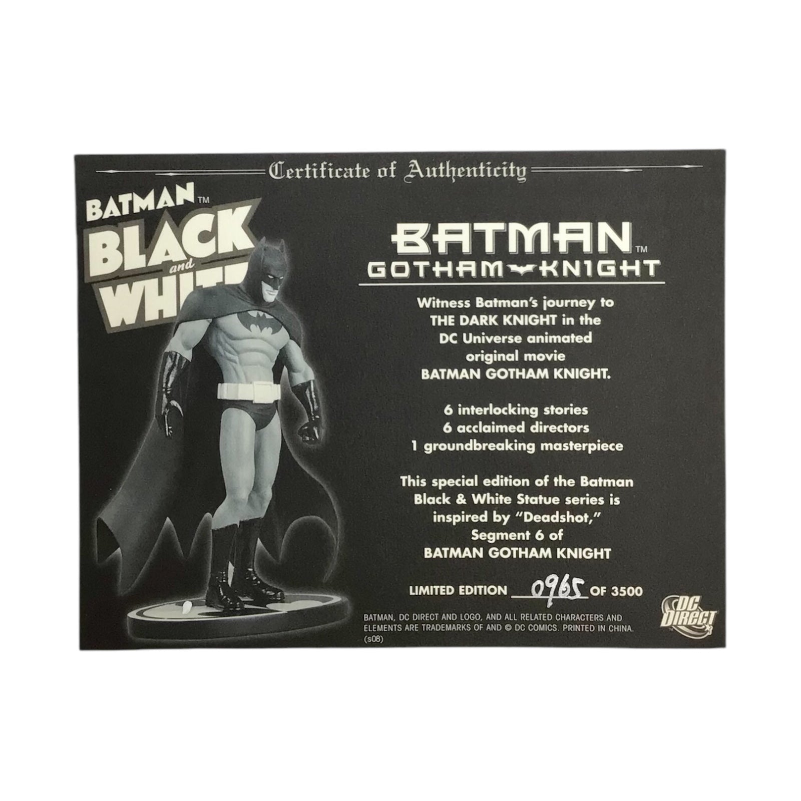 Batman: Black & White Special Edition Statue - Gotham Knight 0965/3500 DC Direct