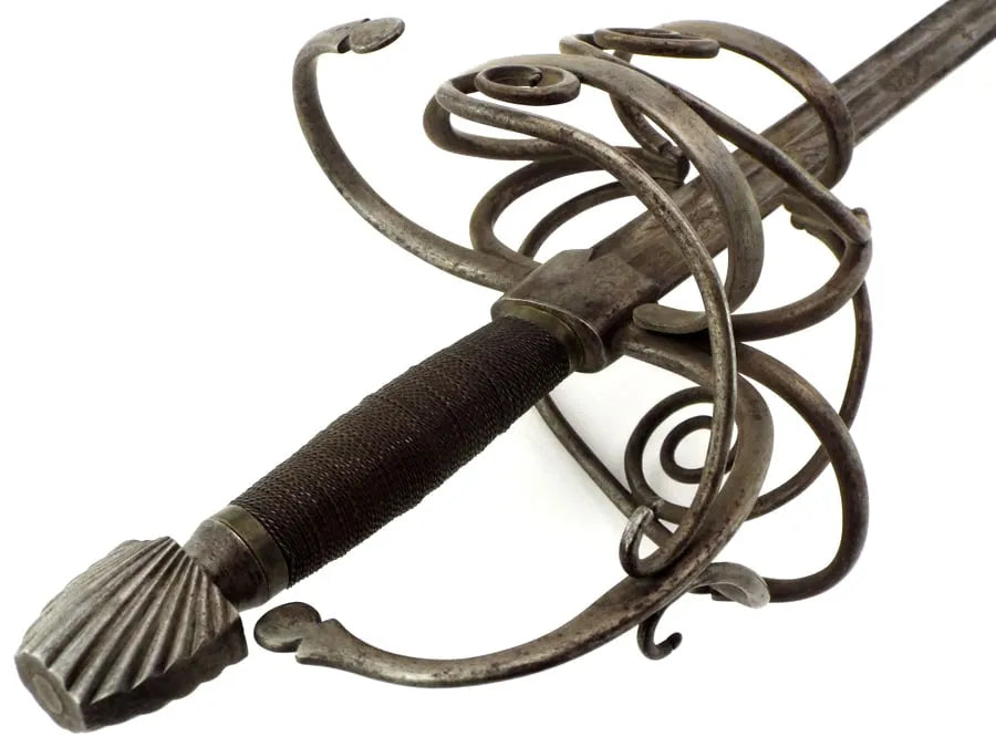 Beautiful French Swept-Hilt Rapier Sword w/ Edged & Etched Blade