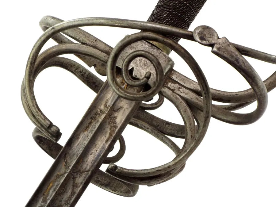 Beautiful French Swept-Hilt Rapier Sword w/ Edged & Etched Blade