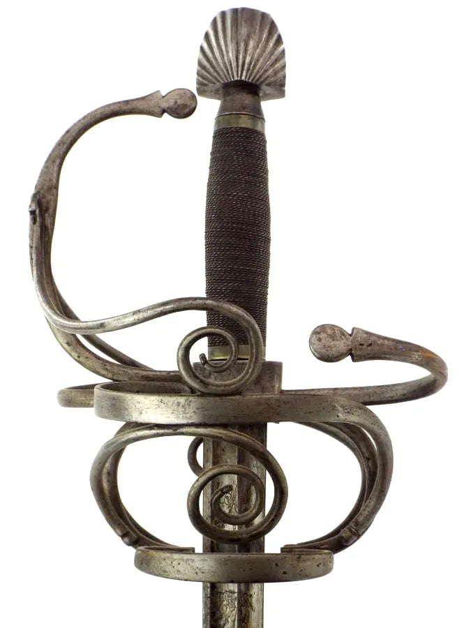 Beautiful French Swept-Hilt Rapier Sword w/ Edged & Etched Blade