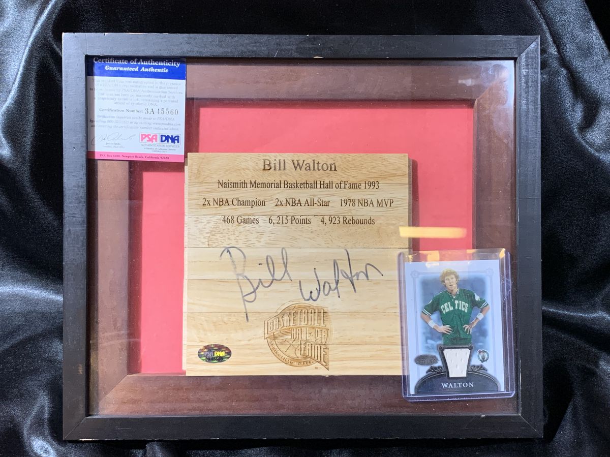 Bill Walton Signed Court Flooring Boston Celtics HOF 1993 PSA/DNA Framed