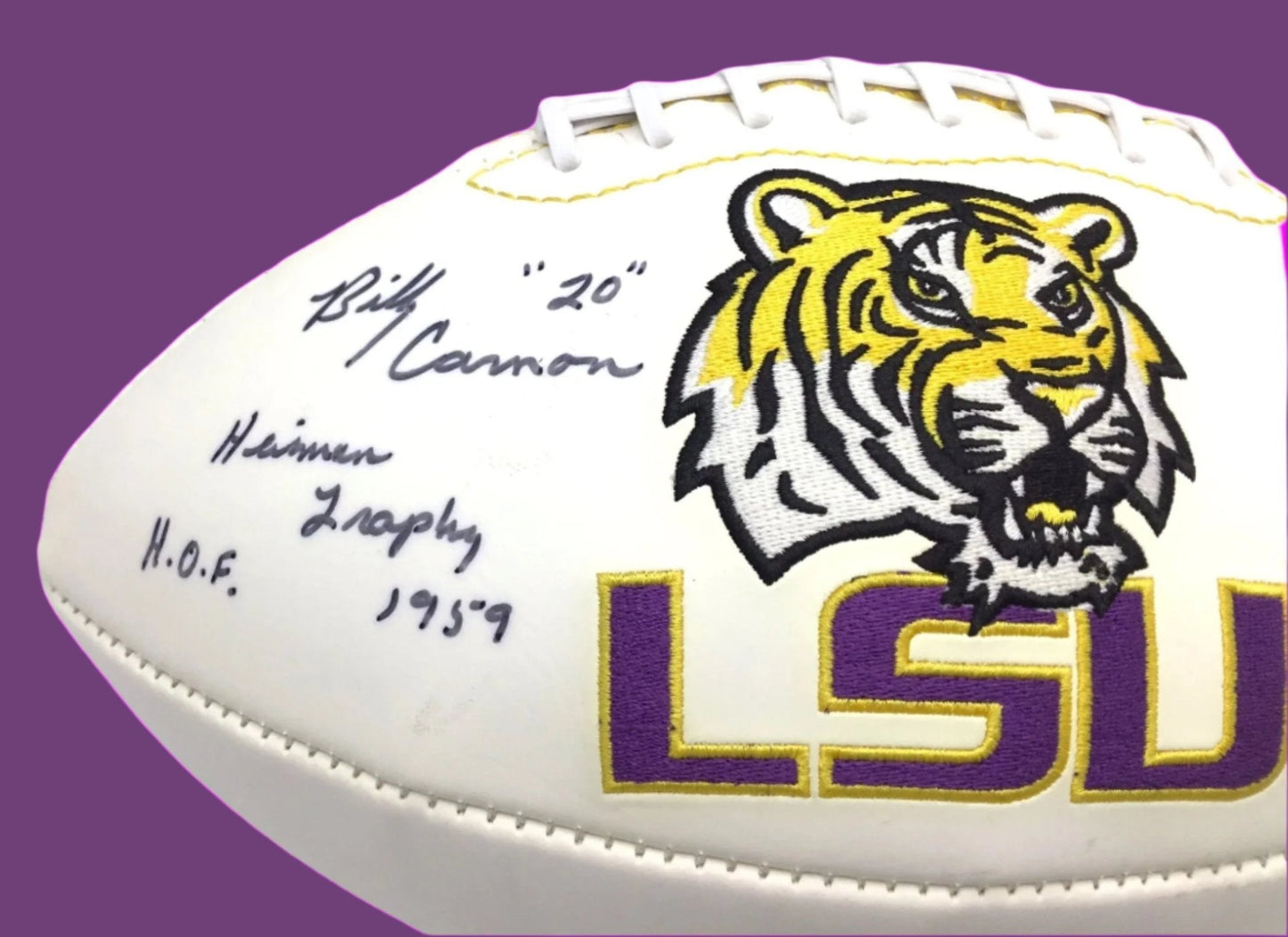 Billy Cannon Signed LSU Tigers Football Heisman & H.O.F. Inscription! JSA Certified