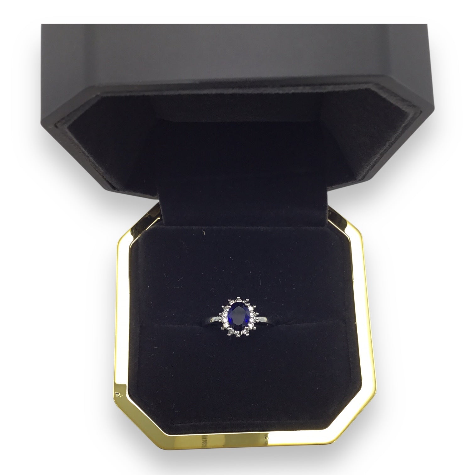 Blue Gemstone & Diamond Accent Ring