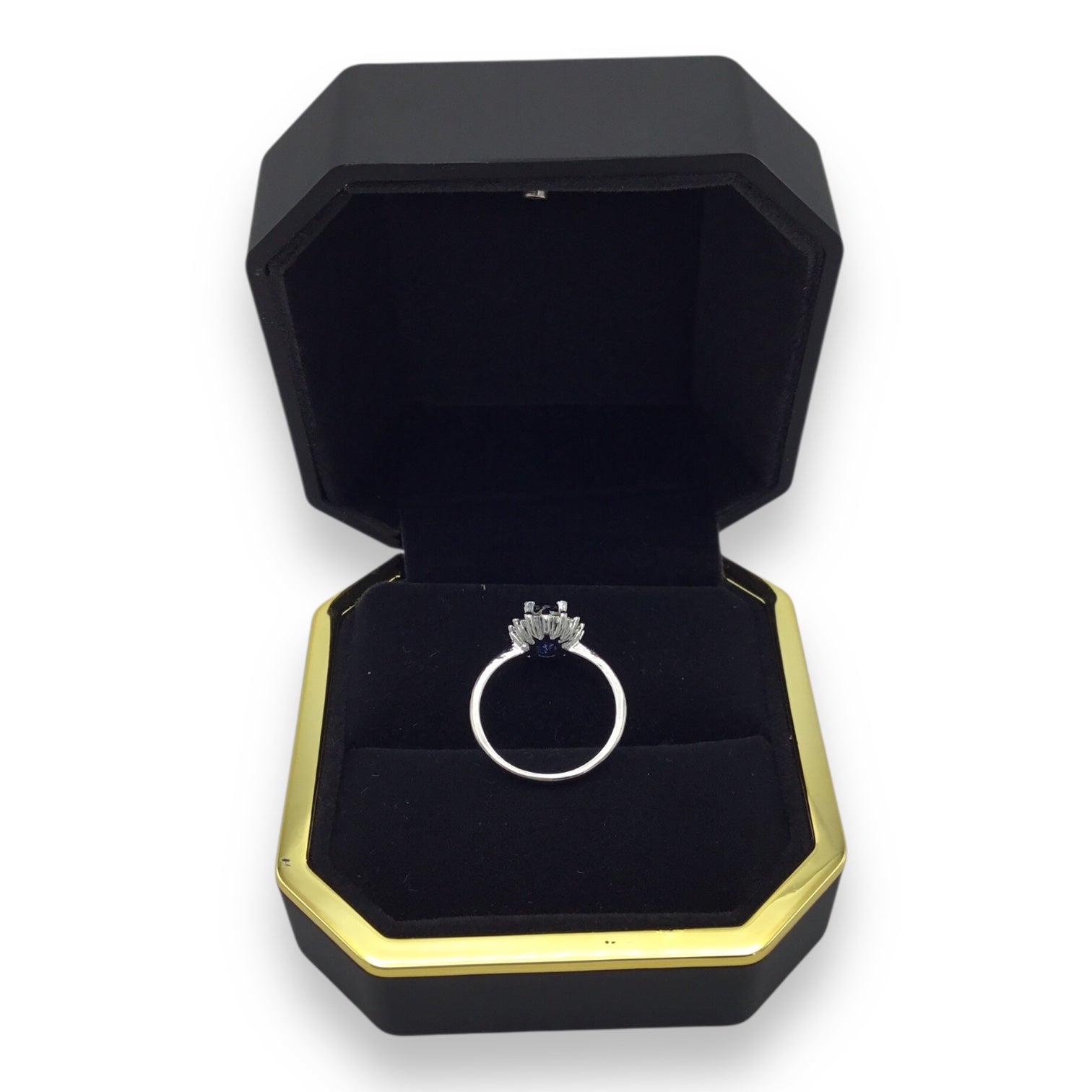 Blue Gemstone & Diamond Accent Ring