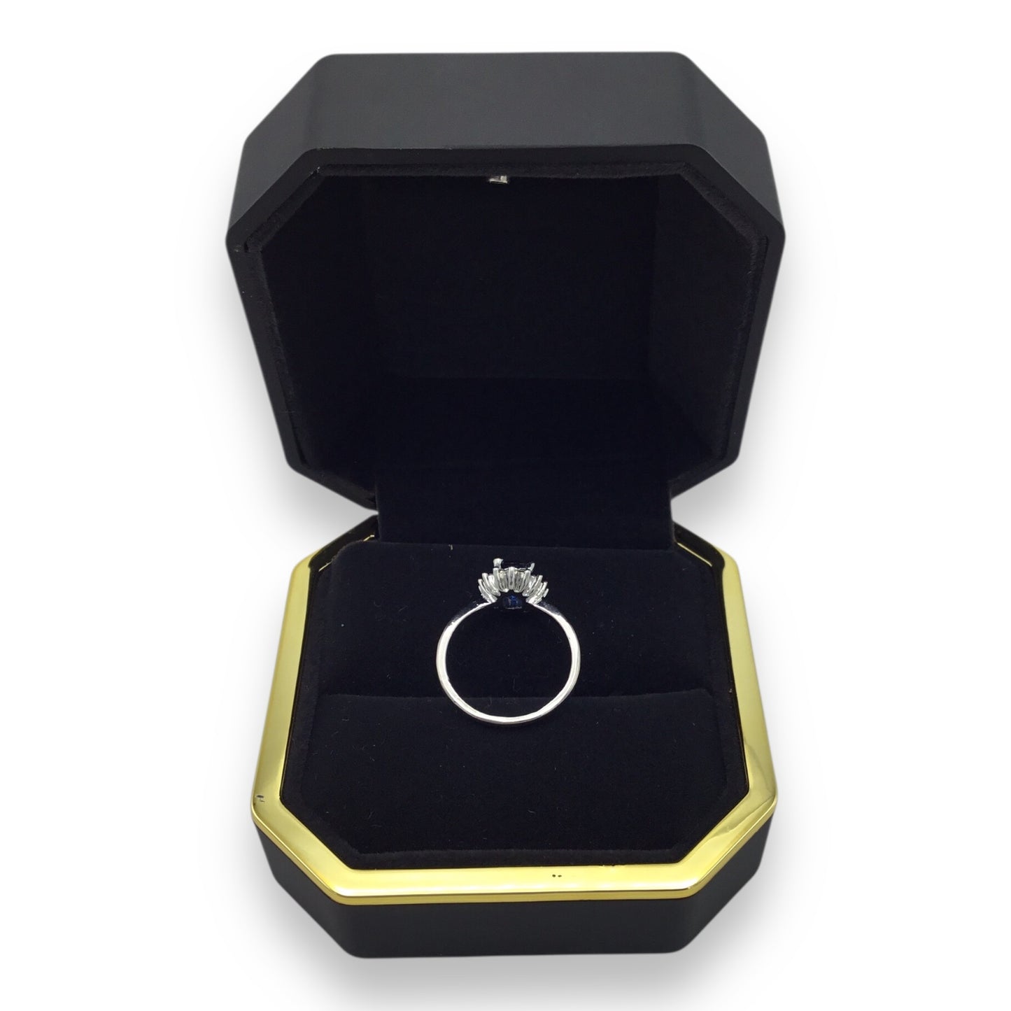 Blue Gemstone & Diamond Accent Ring