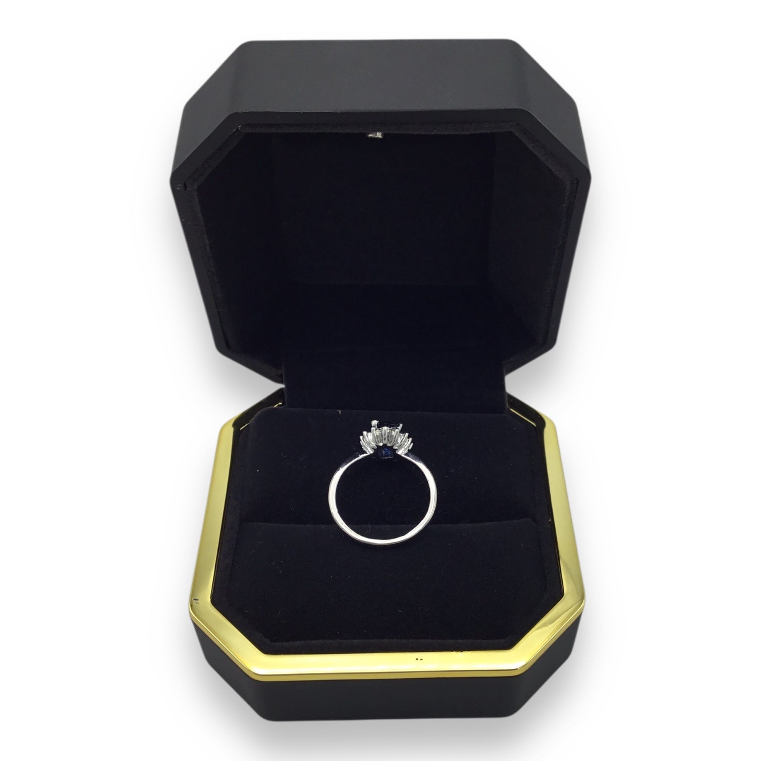 Blue Gemstone & Diamond Accent Ring