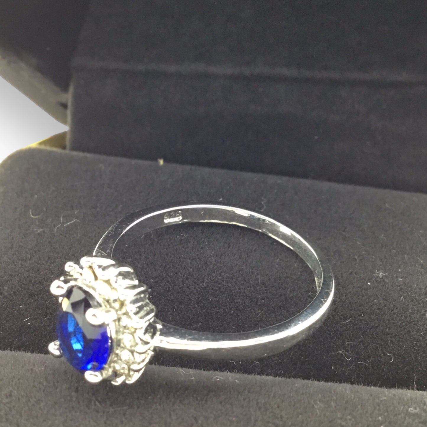 Blue Gemstone & Diamond Accent Ring