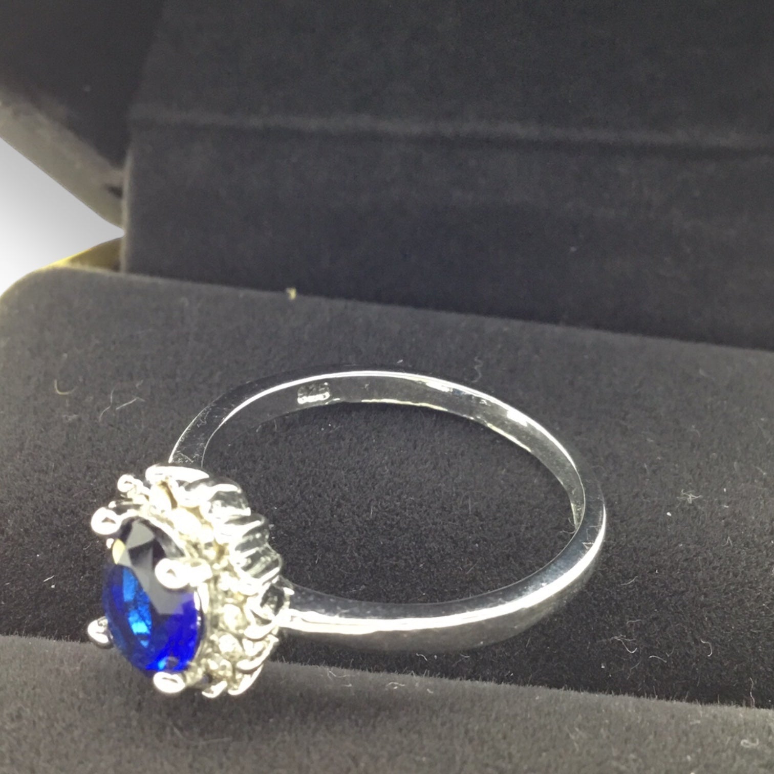 Blue Gemstone & Diamond Accent Ring