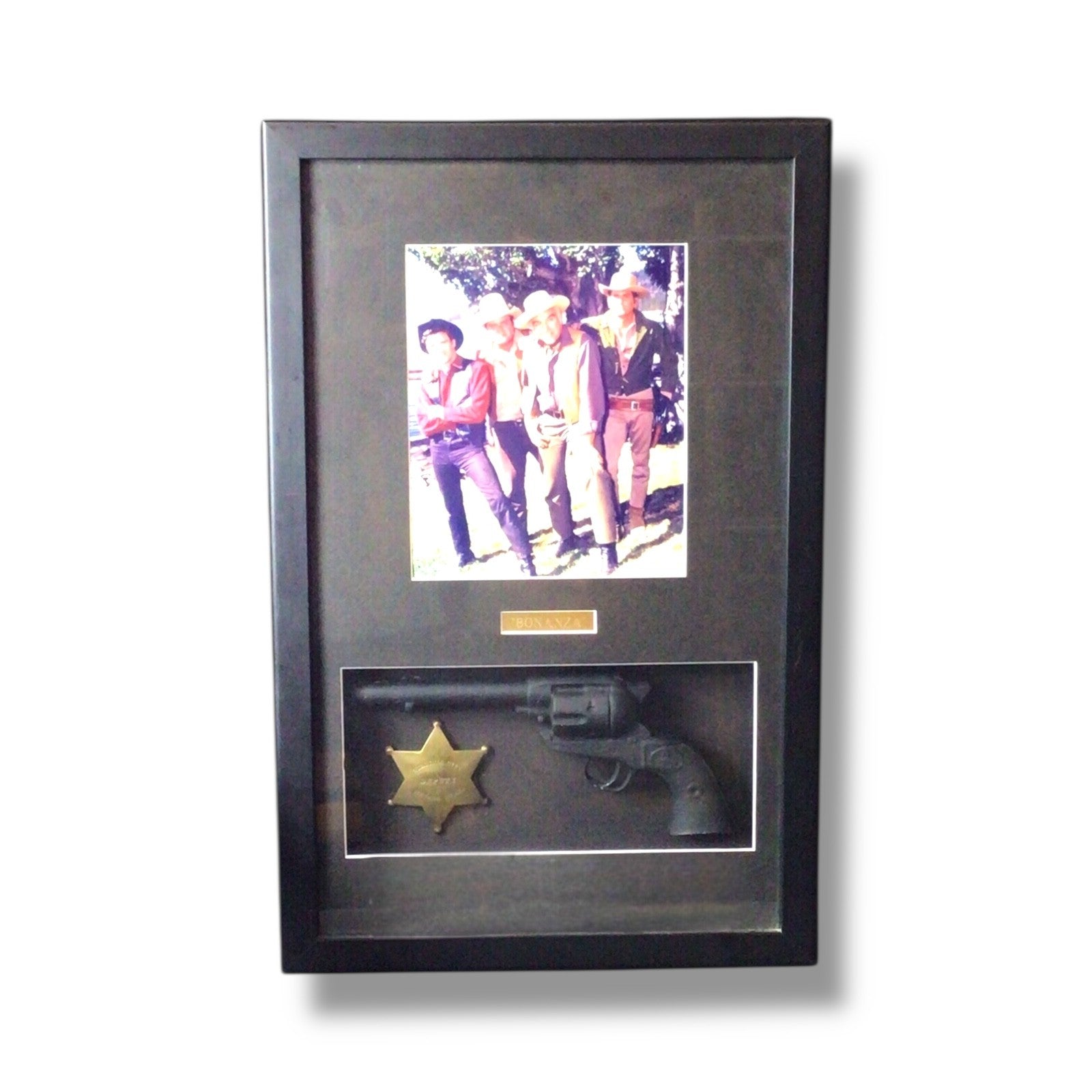 Bonanza - Lorne Greene Screen-Used Badge & Revolver Prop Shadowbox Display