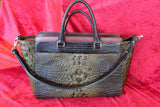 Brahmin Anna' Satchel Tri Texture In Dark Green/Brown Handbag