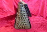 Brahmin Anna' Satchel Tri Texture In Dark Green/Brown Handbag