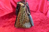 Brahmin Anna' Satchel Tri Texture In Dark Green/Brown Handbag
