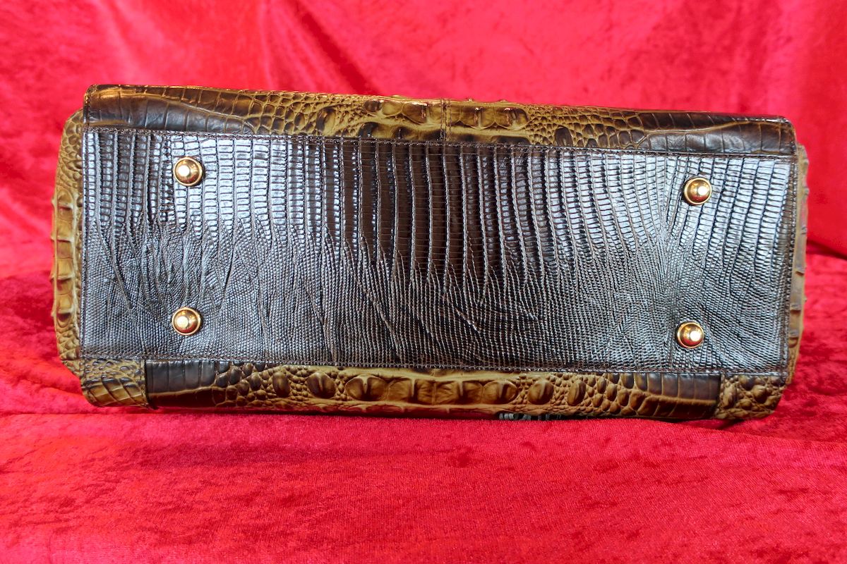 Brahmin Anna' Satchel Tri Texture In Dark Green/Brown Handbag – Collectors  Crossroads