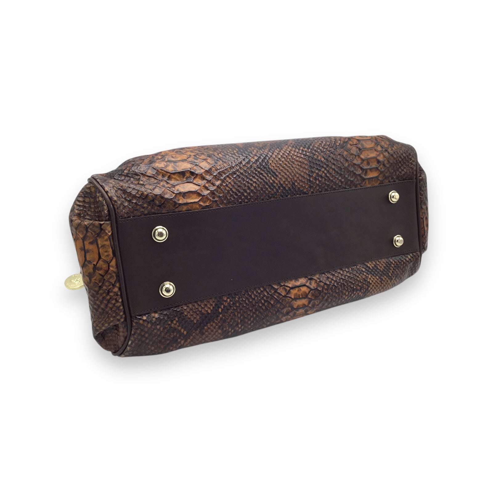 Brahmin Elise Handbag Brown Leather w/ Tortoise Embossed Look