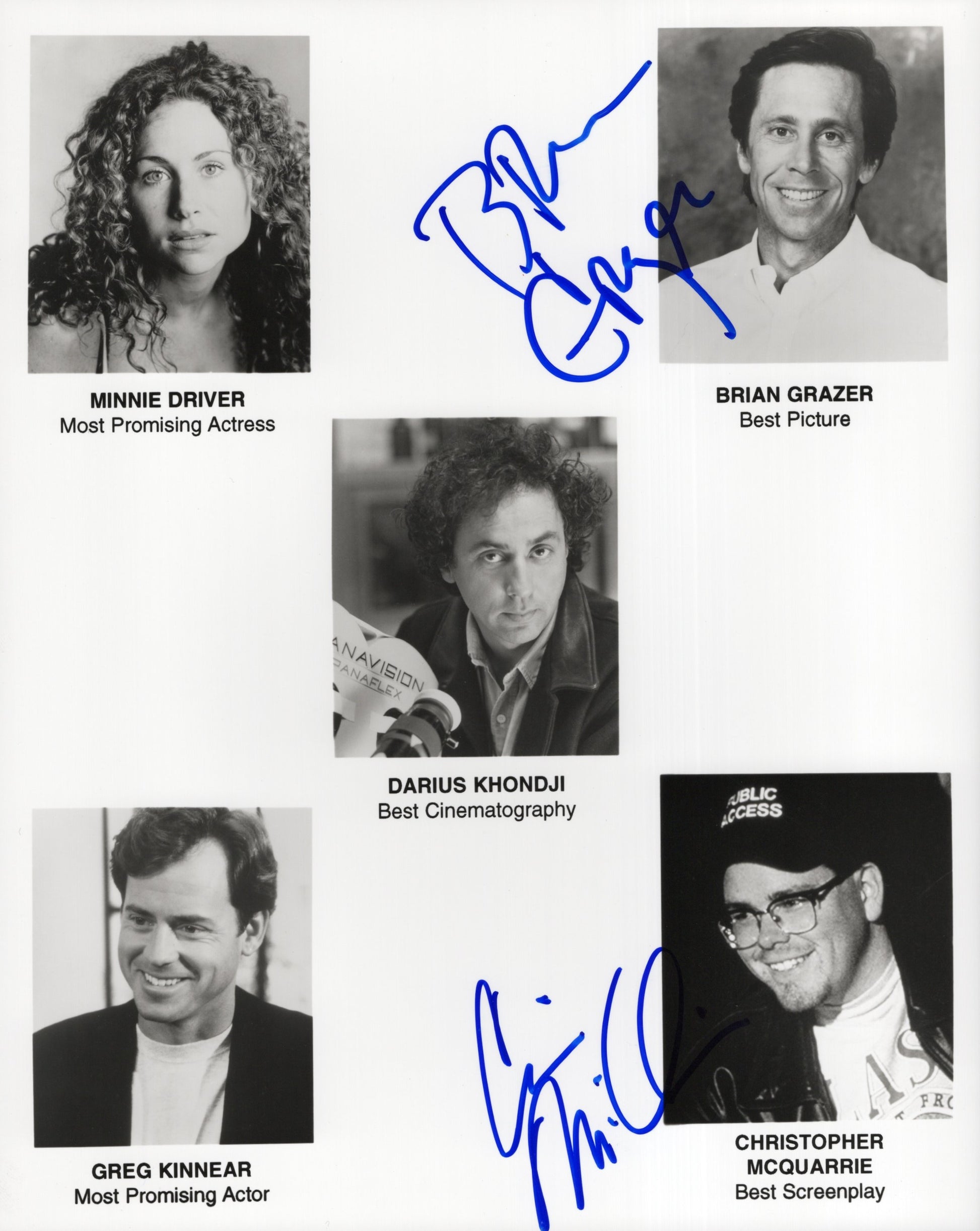 Brian Grazer for Best Picture and Christopher McQuarrie for Best Screenplay Signed Oscars Sheet 8x10, Brian Grazer Autograph, Christopher McQuairre Autograph, PSA Letter Certified Authentic