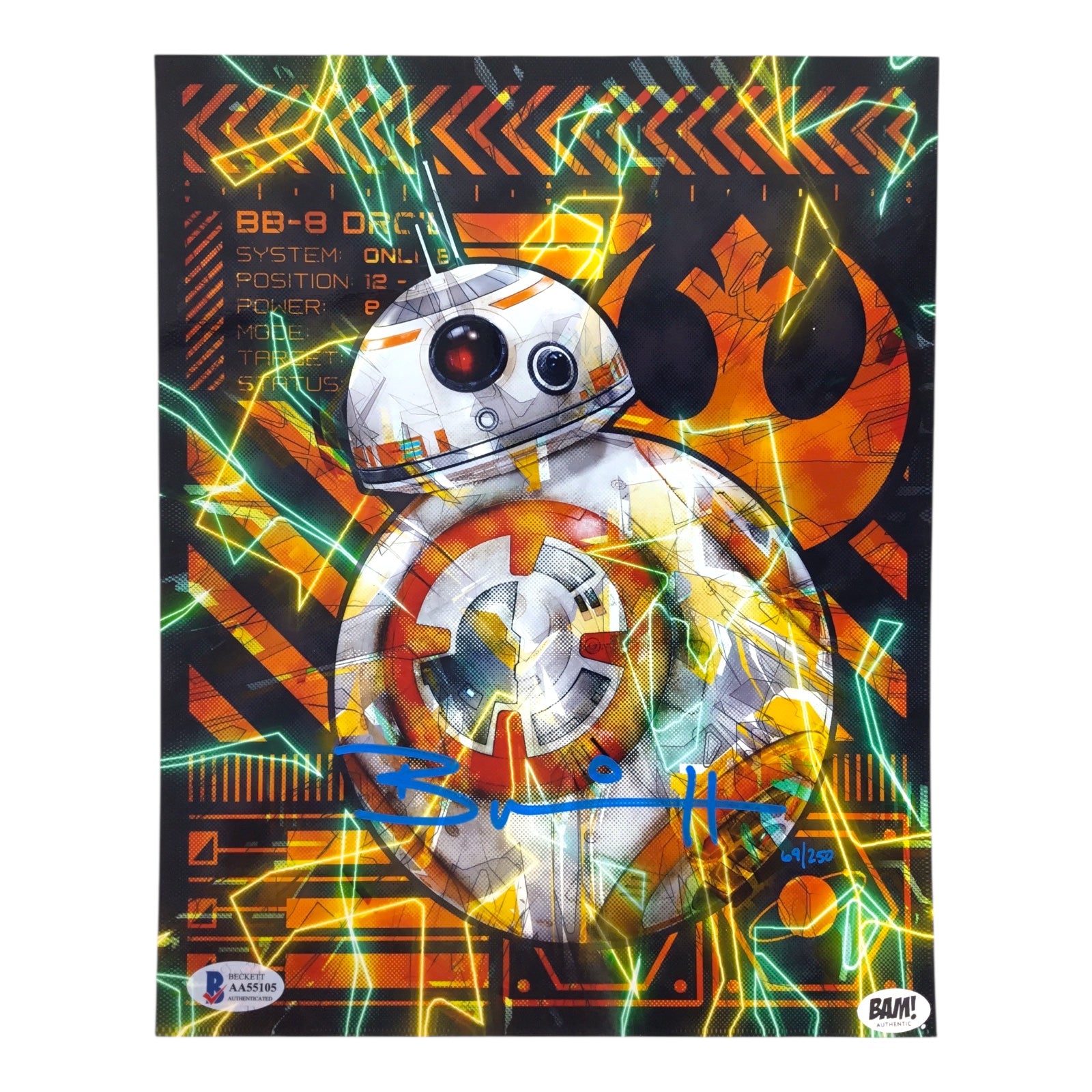 Brian Herring Signed 8x10 Star Wars BB-8 Photo (Beckett Certified)