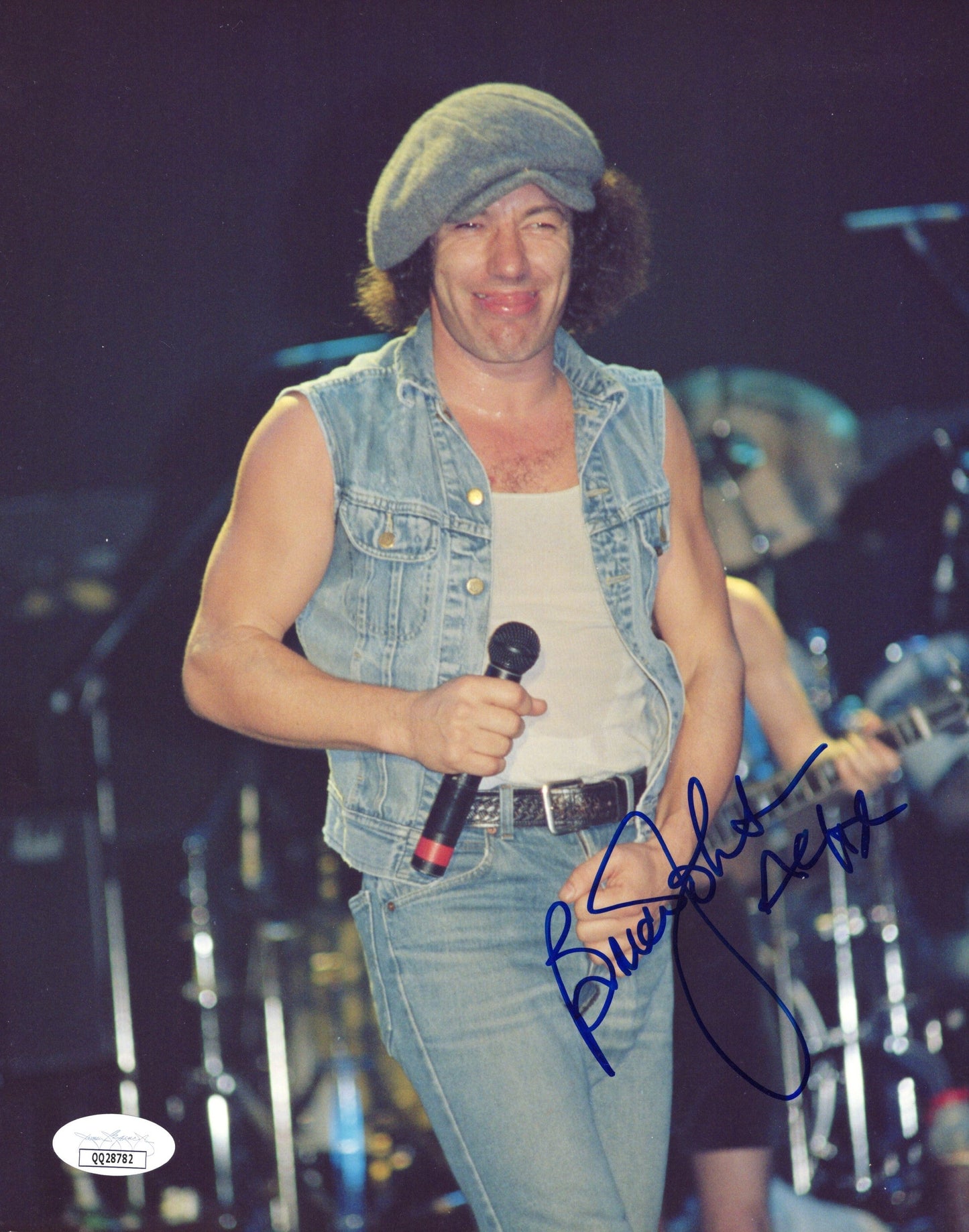 Brian Johnson Signed Photo 8x10 AC/DC Lead Singer PSA JSA Dual Cert Rock Music