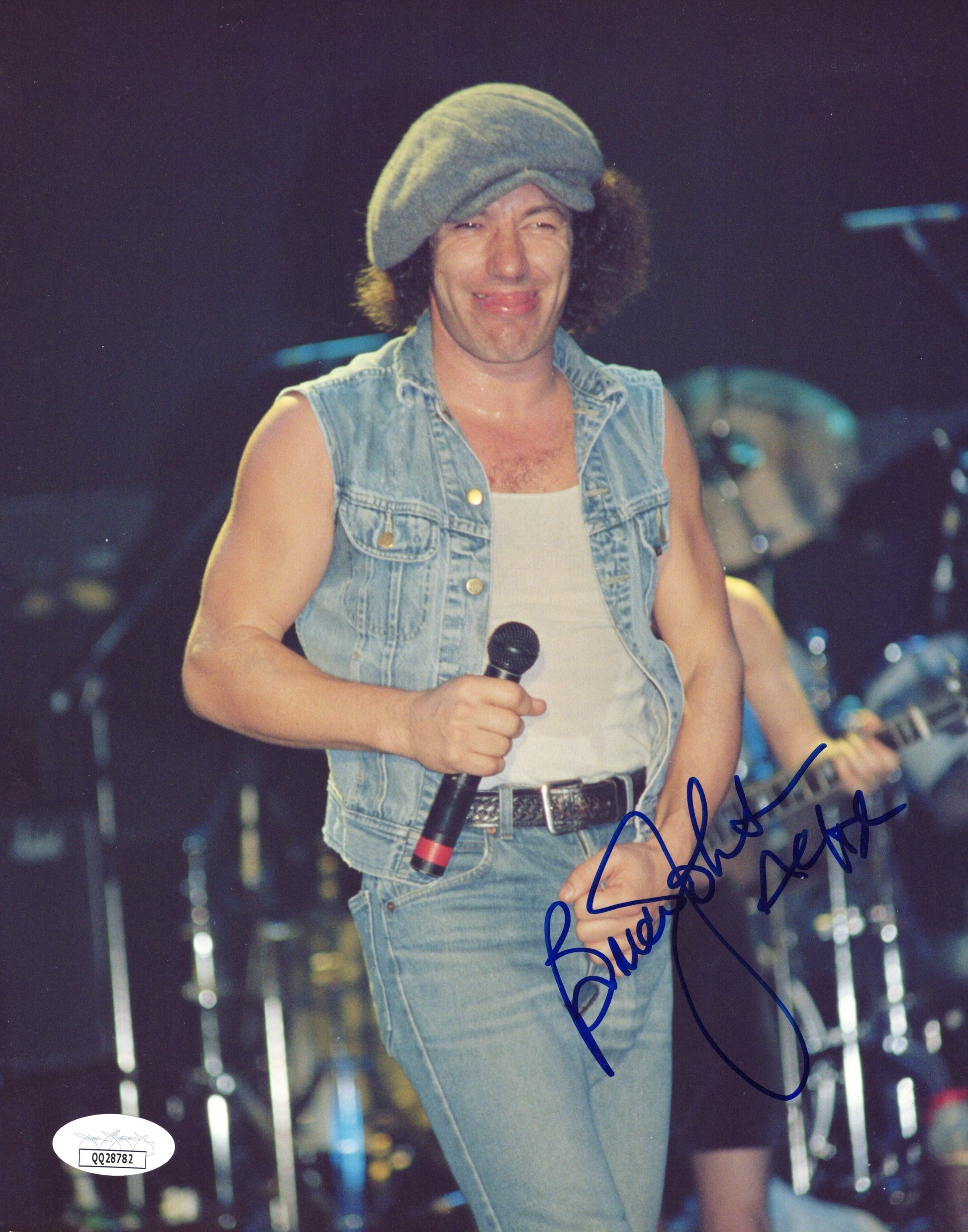 Brian Johnson Signed Photo 8x10 AC/DC Lead Singer PSA JSA Dual Cert Rock Music