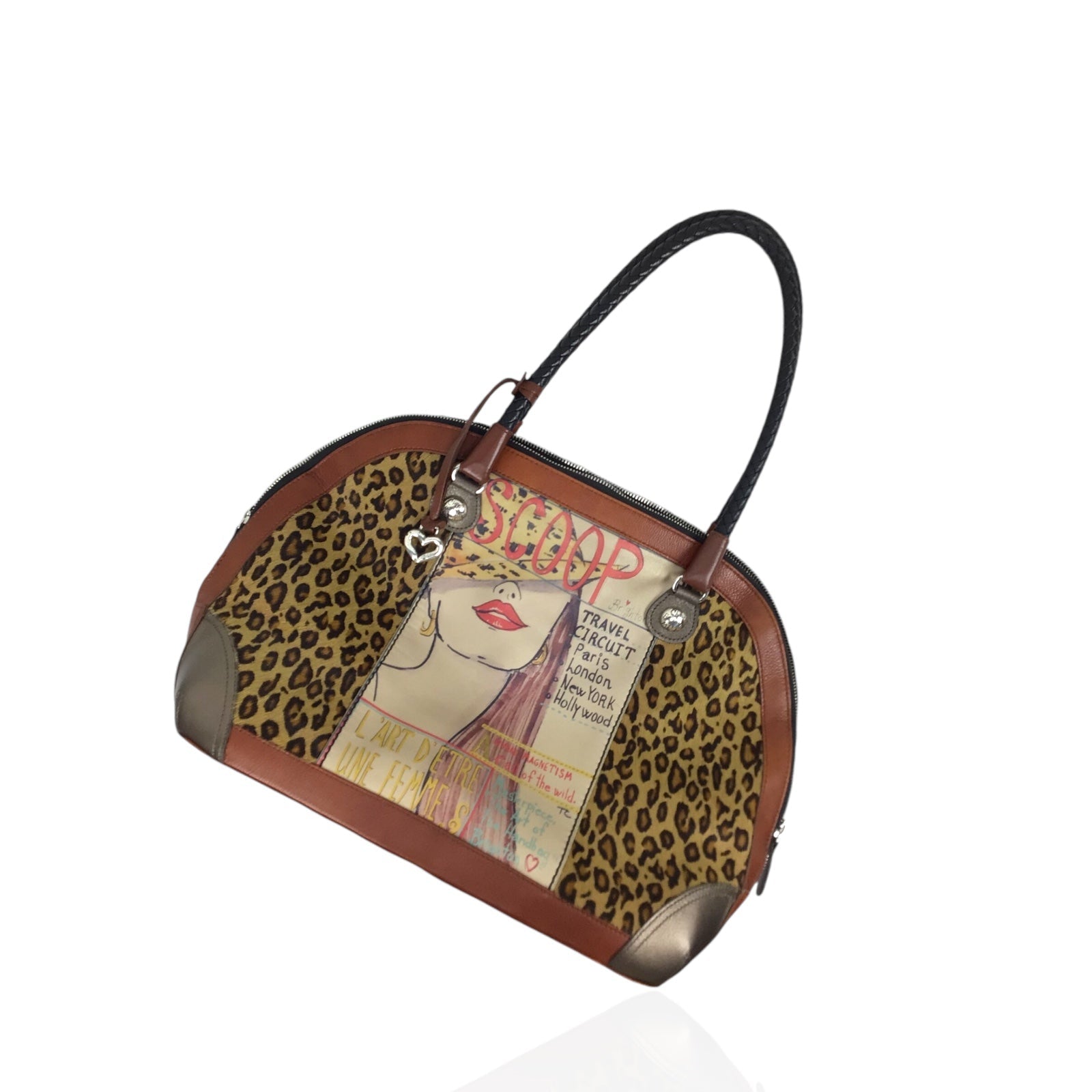 Brighton Leopard Print Haircalf Face Picture Handbag Preloved