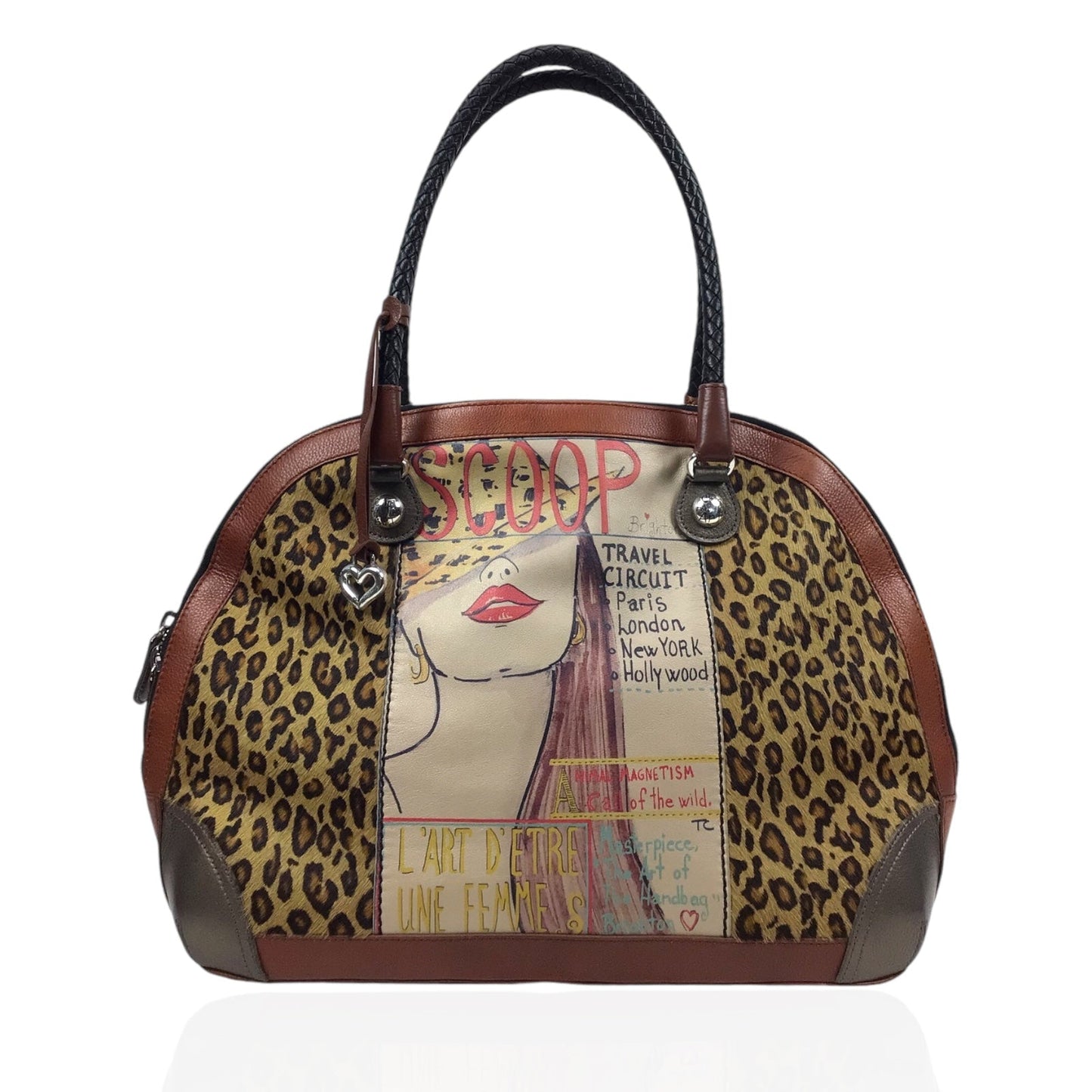 Brighton Leopard Print Haircalf Face Picture Handbag Preloved