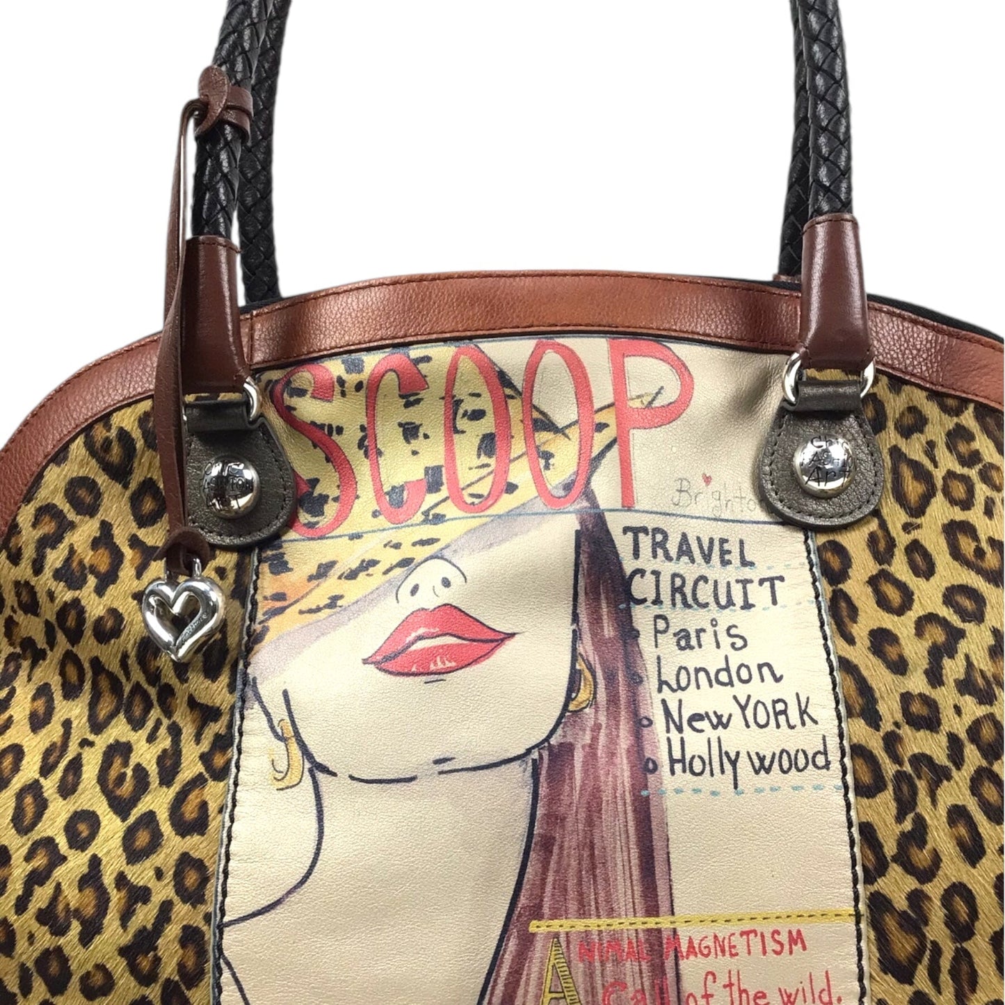 Brighton Leopard Print Haircalf Face Picture Handbag Preloved