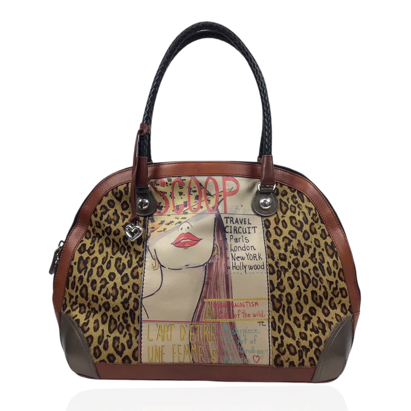 Brighton Leopard Print Haircalf Face Picture Handbag Preloved