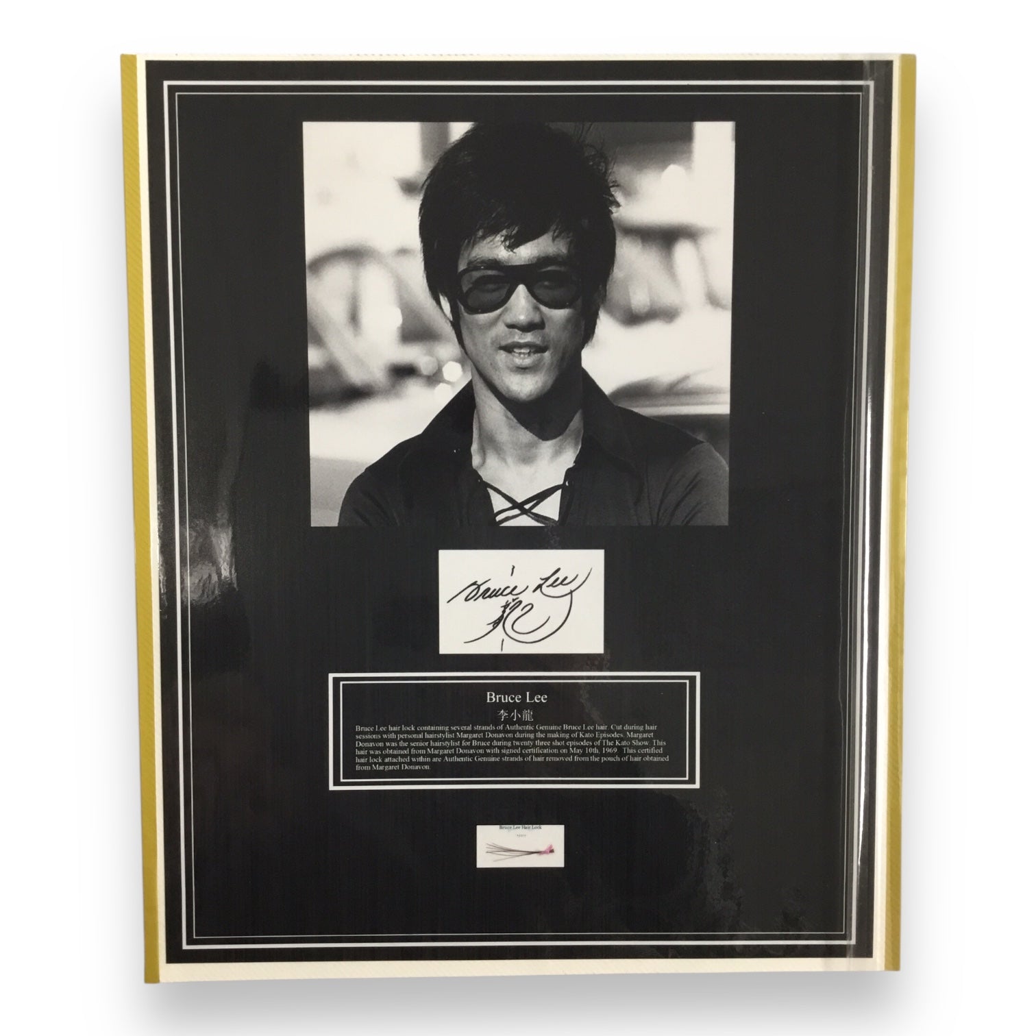 Bruce Lee Display Hair Lock with Certificate of Authenticity