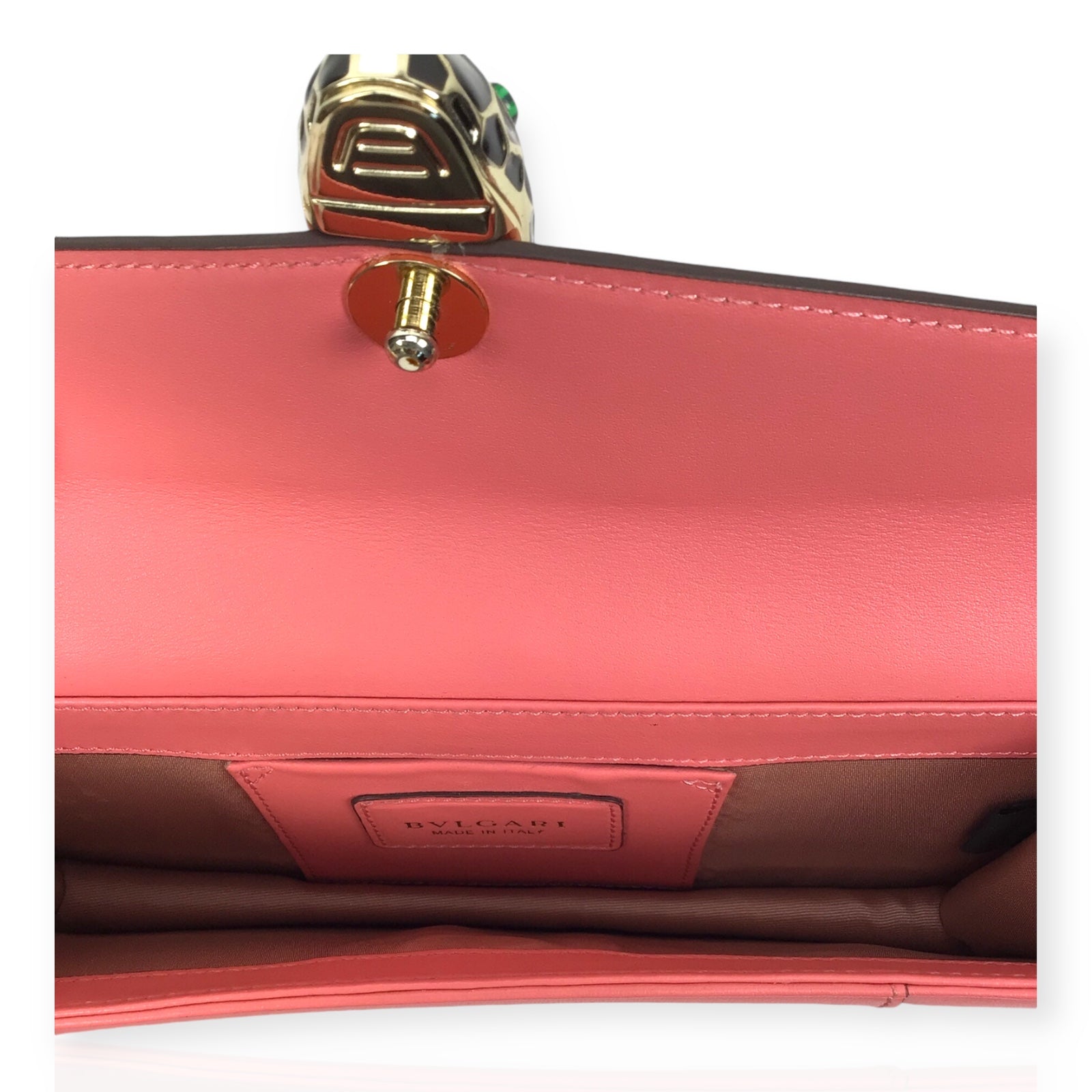 Bvlgari Serpenti Forever Pink Leather Shoulder Bag with Snakehead Clasp