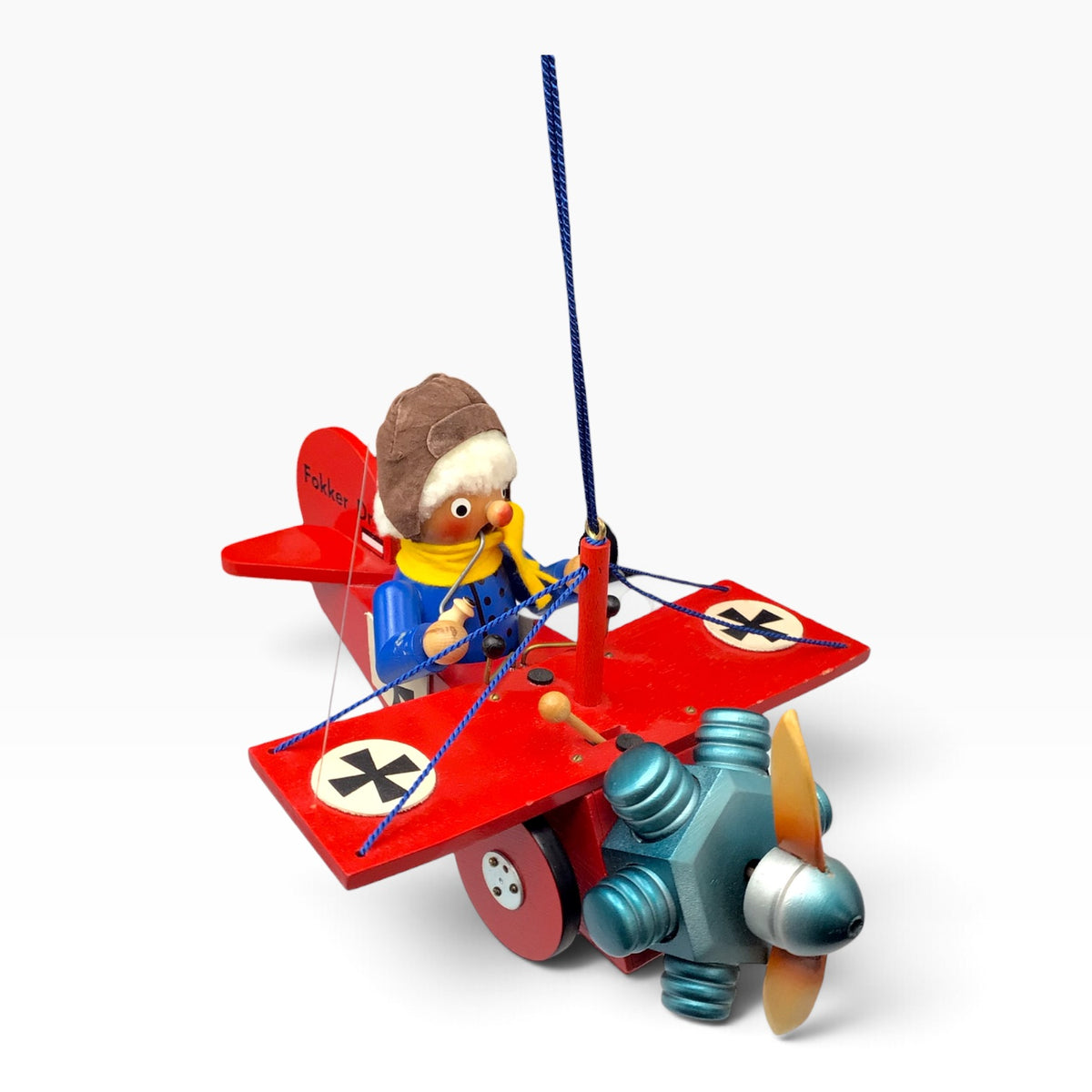 Steinbach German Red Baron Fokker Dr.I Smoking Airplane Man - Music Box