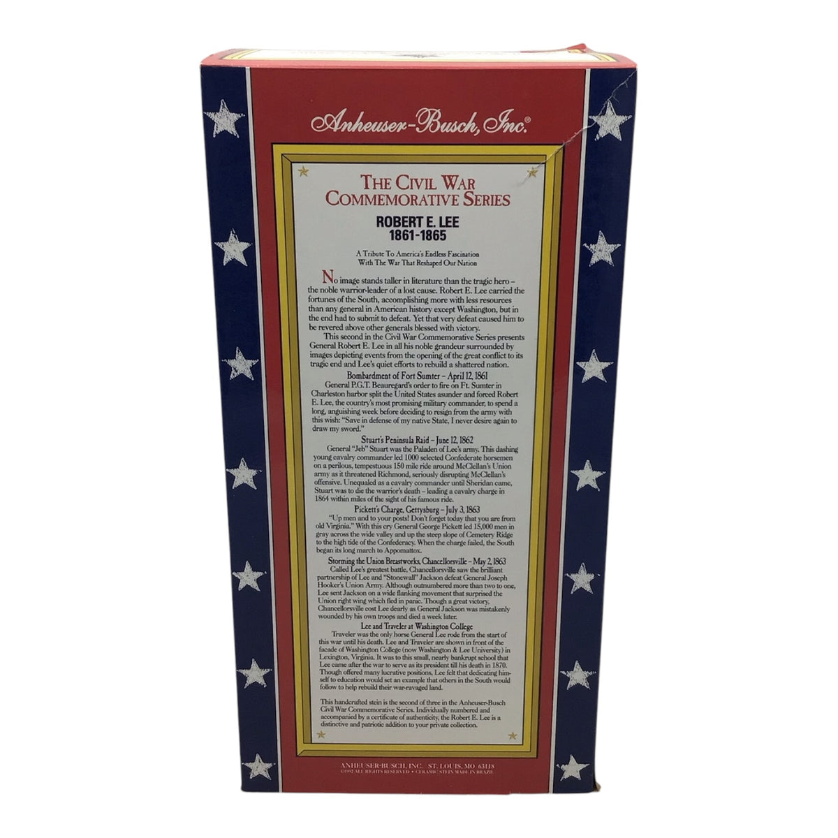 Anheuser-Busch Civil War Commemorative Series - Robert E. Lee Stein