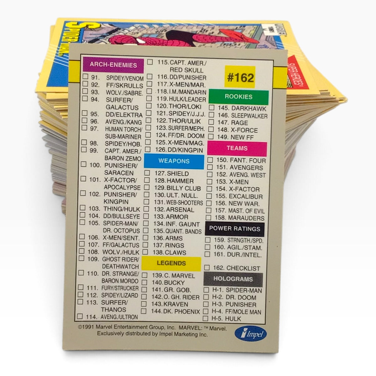 1991 Marvel Universe Series II Complete Trading Card Set – 162 Cards – Impel