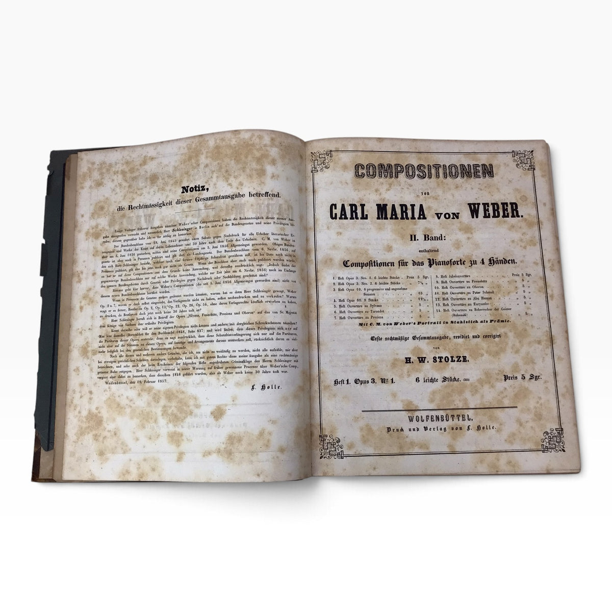 Weber’s Works for Pianoforte Volume 2 – Antique German Piano Music Sheet Book